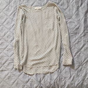 Ivory blouse with (black & burgundy pattern), Loft, pre loved,  small